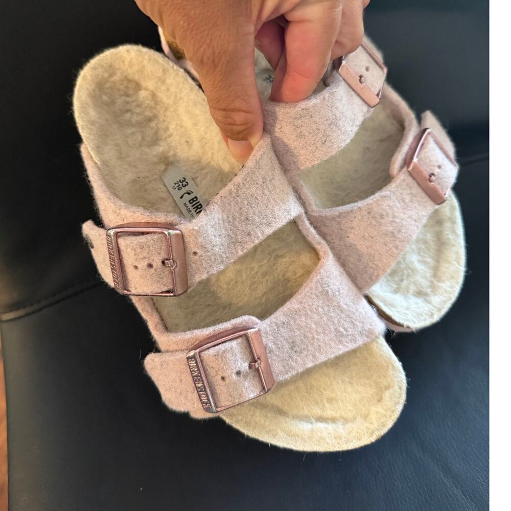 Birkenstock Arizona Microfiber Shearling Desert Light Rose Kid size EU 33 US 15